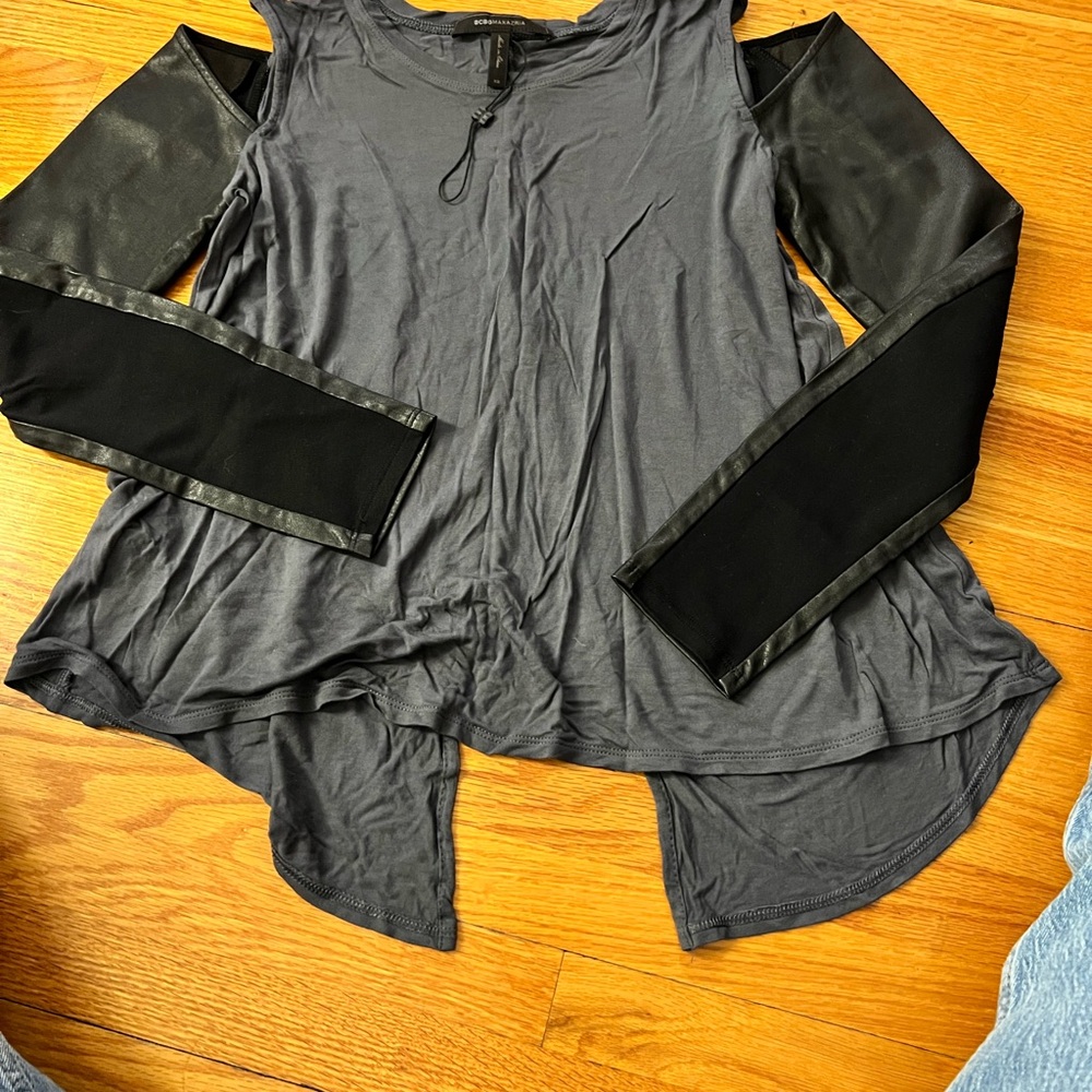 Zara Gray Asymmetrical Mini Dress with Long Sleeves